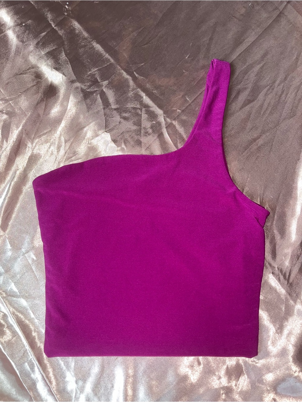 Baddieville Fuchsia One-Shoulder Crop Top